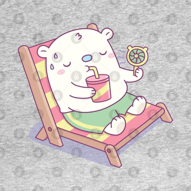 Cute Sweating Baby Polar Bear on Beach Chair by rustydoodle